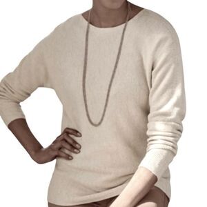 J Jill Wearever Sweater Tunic Oversized Woven Knit Cotton Beige Gray‎ Dolman XL